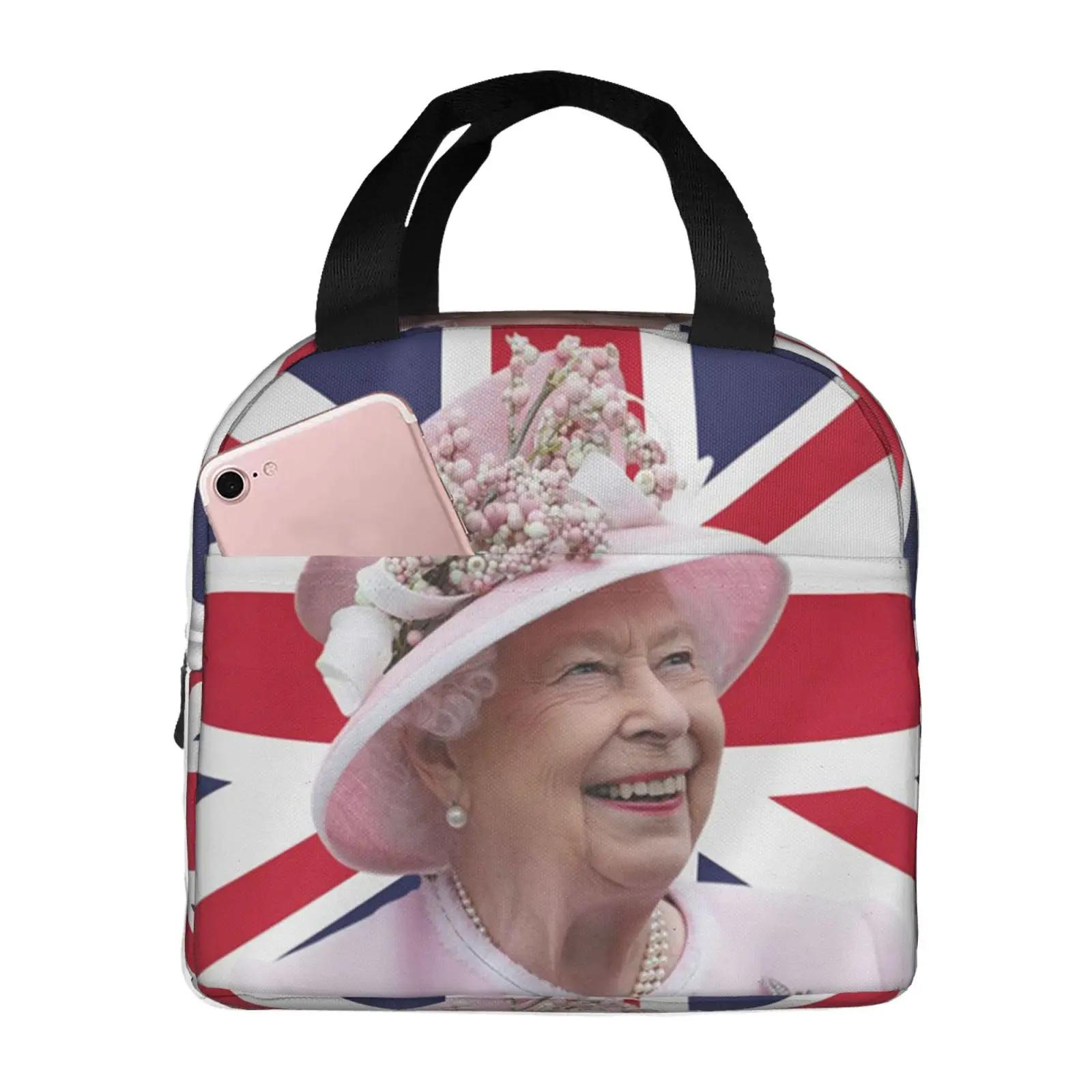 

Термоизолированная сумка для ланча Queen Elizabeth II, портативный холодильник, сумка для ланча для женщин и детей, школьные сумки для еды 22x20x13CM слоновая кость