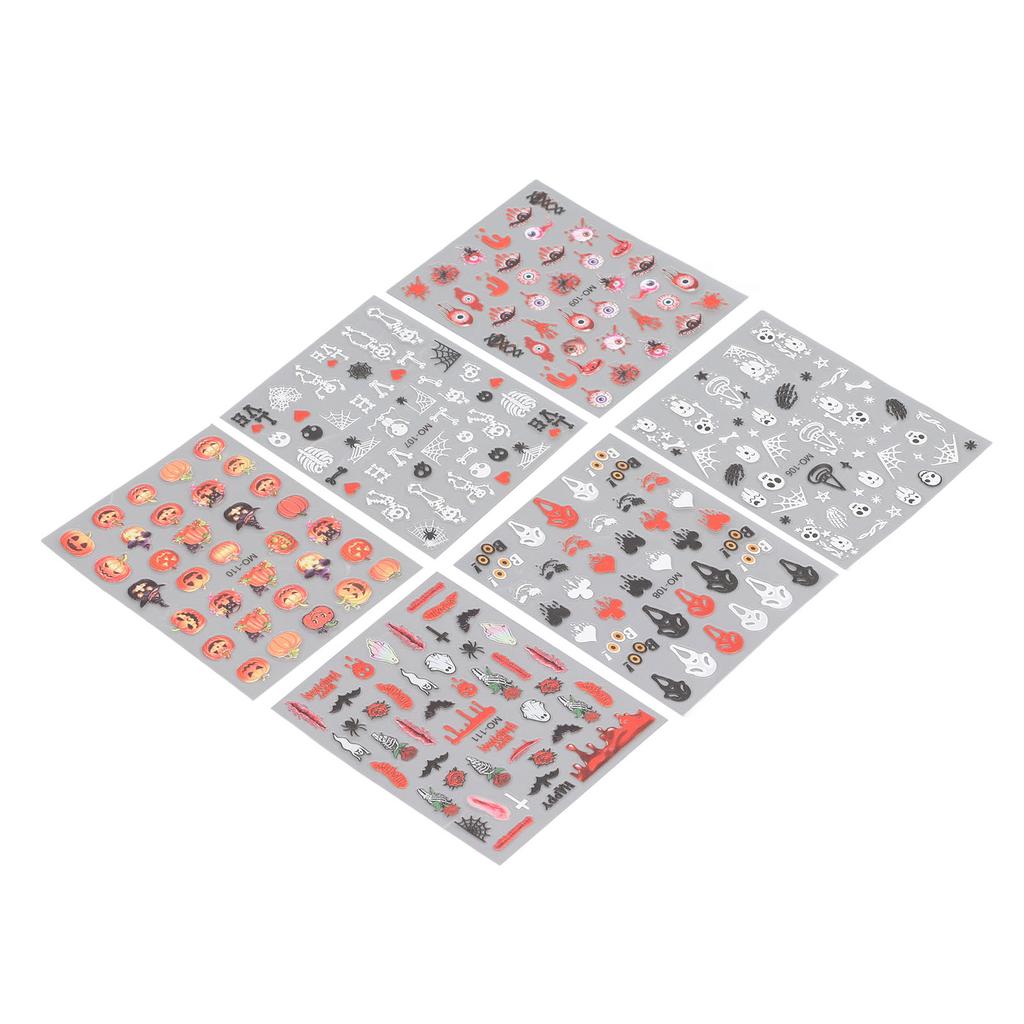 6pcs Nail Art Embossment Sticker 3D DIY Self Adhesive Pumpkin Flower Embossed Nail Sticker for