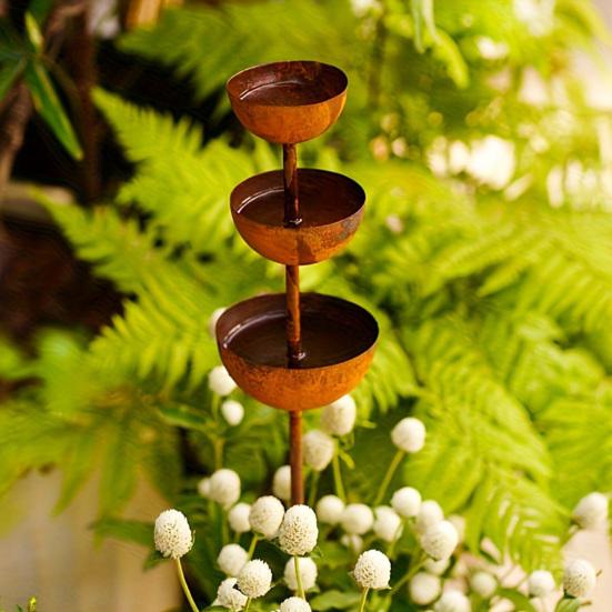 Metal Bird Bath with Stake for Outside 26.77 Inch Tall Free Standing 3-Tier Bird Feeder Bowl for Outdoor Garden Patio Yard Decor