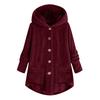 Women Plus Size Button Plush Tops Hooded Loose Cardigan Wool Coat Winter Jacket
