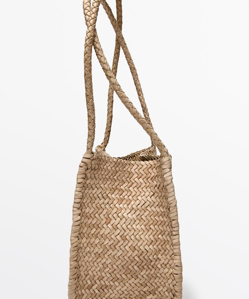 Massimo Dutti Napa Leather Weaving Bucket Bag