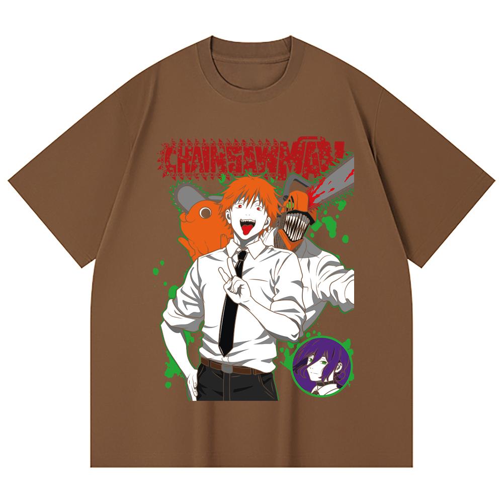 230 Gsm 100% Cotton Chainsaw Man V46 Denji Print Unisex Heavy Cotton T Shirt