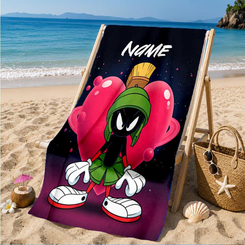 Custom Name Superhero Adventure Martian Beach Towel Microfiber Beach Towel, Lightweight and Quick-Dry, for Summer Travel, Swimming Pool Gift