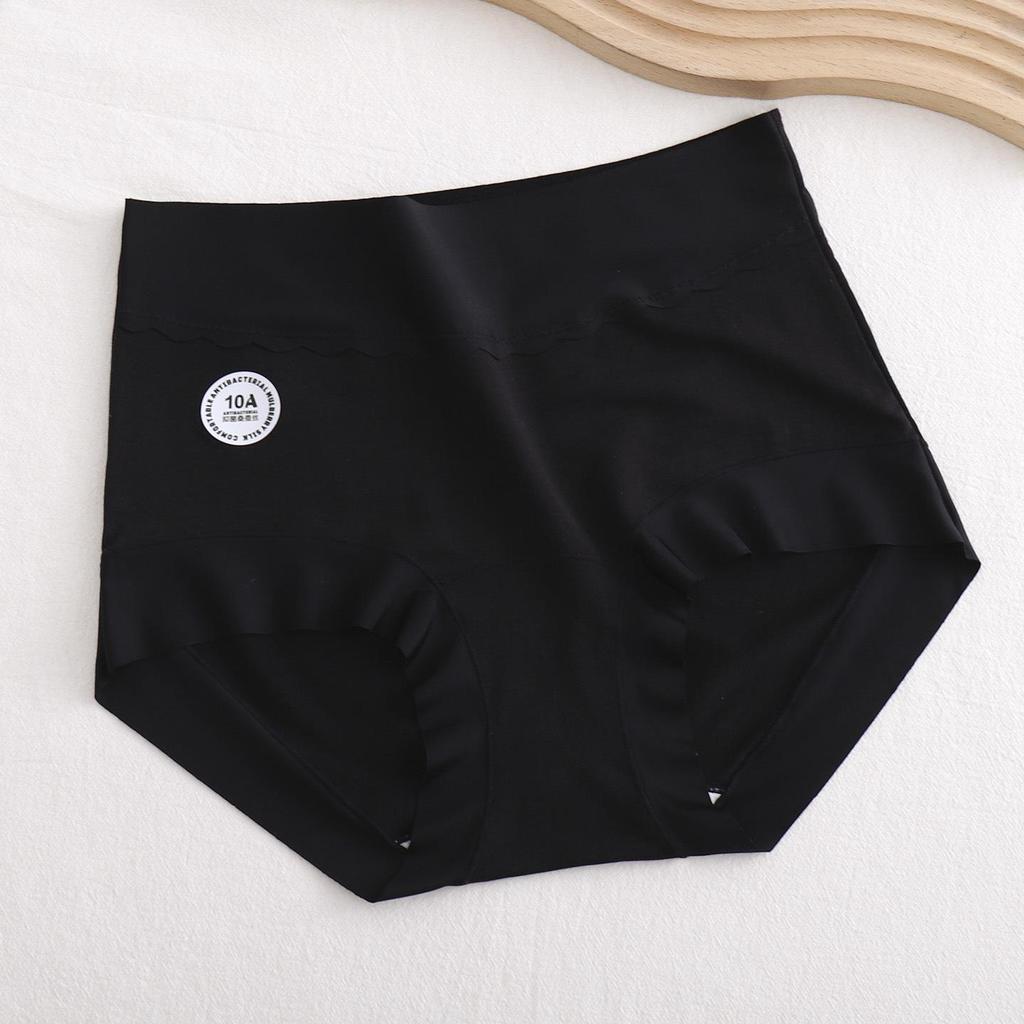 Plus Size Antibacterial Lyocell High-Waisted Seamless Tummy Control Silk Panties
