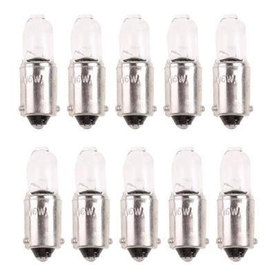 10Pcs H6W 434 BAX9S 12V 6W Clear Glass Miniature Lamp C2R Filament Car Bulbsc Interior Lamp Parking Lamp Side Light Lamp Tail