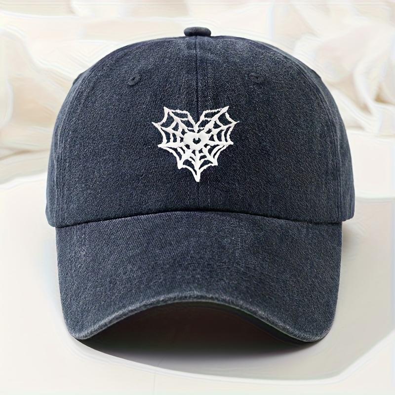 Spider Web Embroidered Knitted Hat, Outdoor Versatile Hip-hop Hat, Retro Washed Casual Hat, Adjustable and Versatile