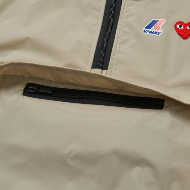 Comme Des Gar Ons Red Heart Wappen Half Zip Anorak Jacket Az J506 051