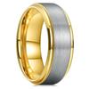 Fashion 8mm Black Brushed Titanium Stainless Steel Rings For Men Women Thin Gold Color Groove Promise Ring Wedding Party Jewelry
