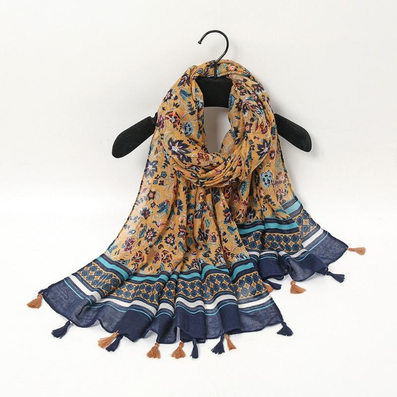 Autumn and winter small fresh rendering ink painting butterfly printing warm shawl, travel beach towel cotton and linen feel scarf