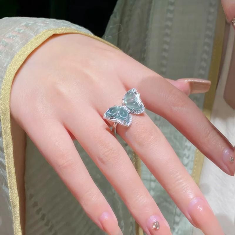 Korean Luxury Zircon Pearl Bow Ring - Vintage Niche Design, Women's Open Hand Jewelry