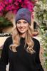 Naomi Beanie Winter Hat with Appliqué, Turquoise Color