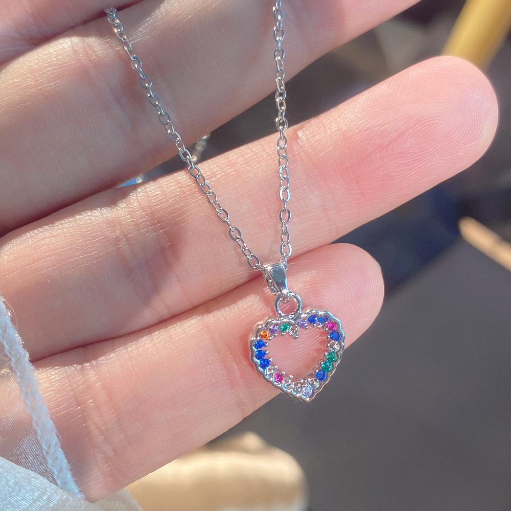 Light Luxury Full Diamond Inlaid Zircon Titanium Steel Clavicle Chain Fairy Versatile Delicate Necklace Gift for Girlfriend