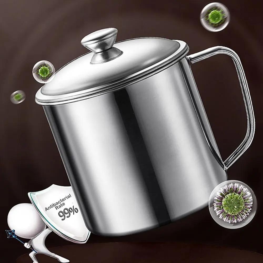 New 350-1250ml Mug Handle Design With Lid Tea Cup 304 Stainless Steel Drinkware Camping