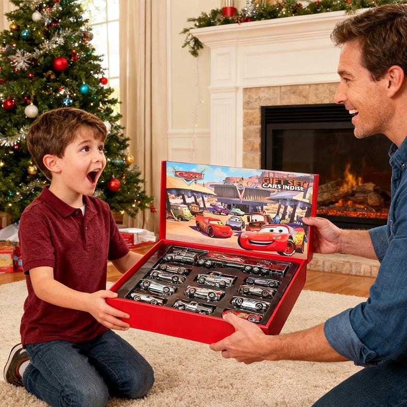 12Pcs Disney Pixar Cars Gift Box Metal Diecast lightning McQueen Car Model Toy Jackson Uncle Truck Boy Birthday Toys