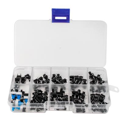 100pcs 10 Values 6x6mm 4pin Tactile Push Button Switch  Fit for Arduino / Breadboard PCB Electronic Circuit Board, Micro Momentary Tact Switch