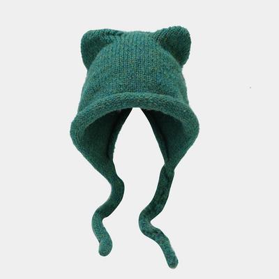 New Cat Ears Braid Knitted Hat Winter Outdoor Warm Cute Baotou Wool Hat Ear Protector Cold Hat