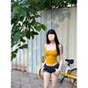 2024 Chic Ginger Yellow Slim Fit Camisole for Women - Sexy, Sleeveless Summer Top