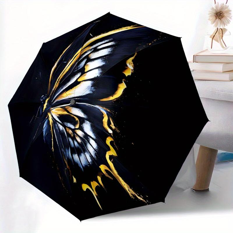 1pc Butterfly Wings Automatic Open/close Folding Compact Umbrella, 8-Rib Sturdy Canopy, Lightweight Portable, Everyday Use, Gift,135