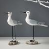 2pcs Wooden Seagull Statues – Nautical Coastal Bird Figurines for Beach Home Decor