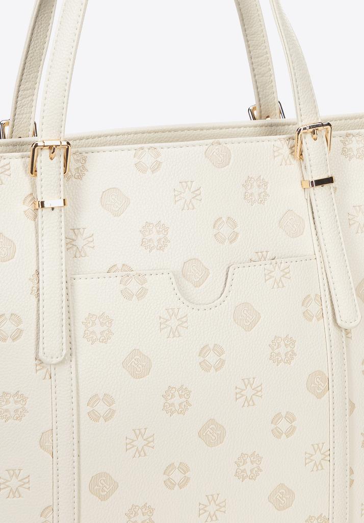 Wittchen Women's Shopper Bag Made Of Imitation Leather With Embossing, Cream, Cream, Eco-Leather