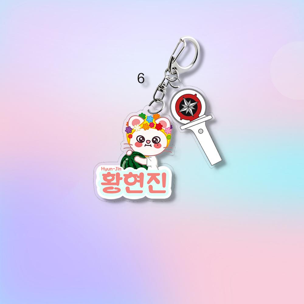 Stray Kids SKZOO Summer Keychain with Lightstick Charm, Cartoon Animal+Light Stick Pendant, Kpop STAY Fans Bag Accessory Key Ring Merch Gift