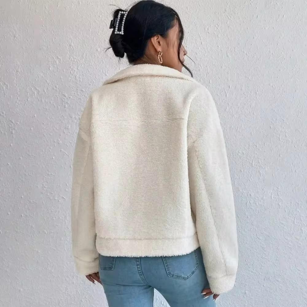 Autumn and Winter Fashion Loose Holiday Style Lapel Button Cardigan Wool Cake New Solid Color Everything Long Sleeve Coat