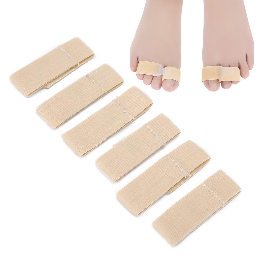 6pcs Elastic Toe Wrap Splint Soft Finger Hammer Toe Straightener Separator Bandage