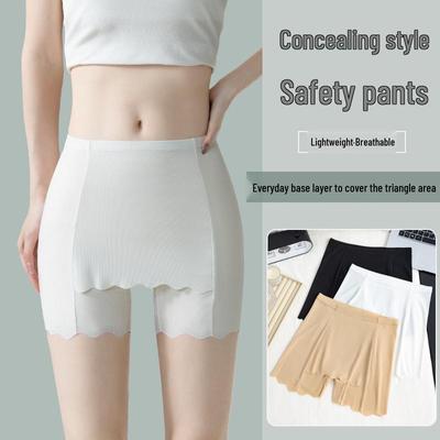 Women's Ice Silk Seamless Safety Shorts - Double Layer, Anti-Exposure, No-Roll Edge, Summer Thin Base Layer