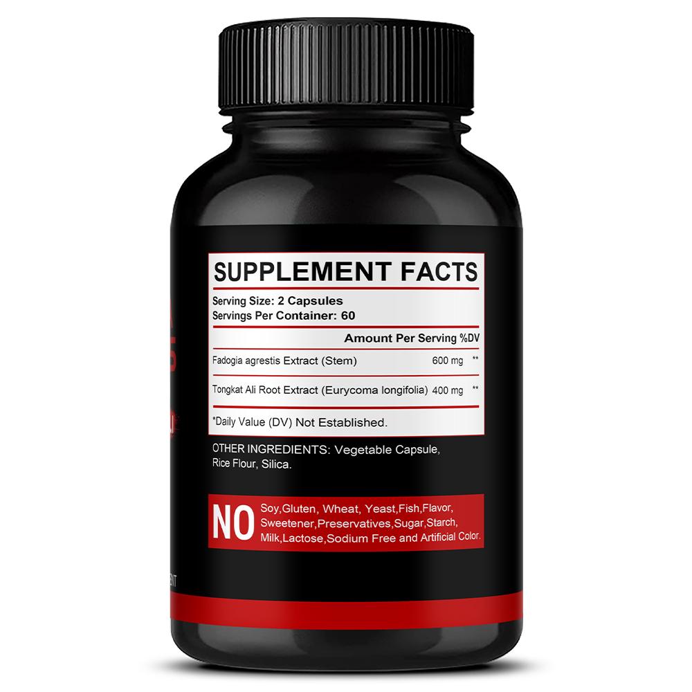 Fadogia Agrestis Extract Dietary Supplement, Tongkat Ali Root Extract, 120 Capsules Per Bottle