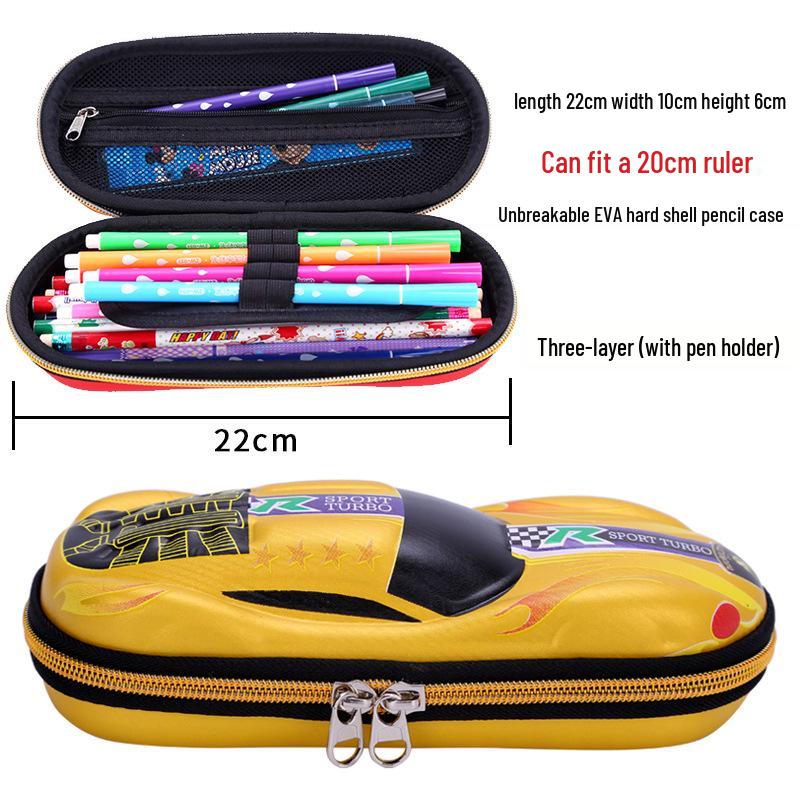 Multifunctional Pencil Case for Kids - Boys' & Girls' School Supplies Stationery Bag with Car Theme