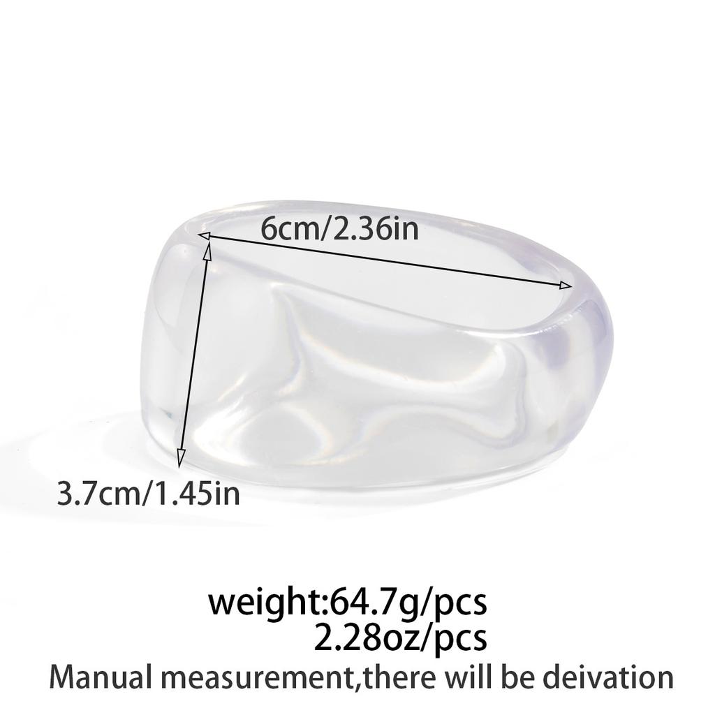 Pulsera Ancha Transparente Acrílica Simple de Moda INS Metal Brillante Brazalete Redondo para Mujer