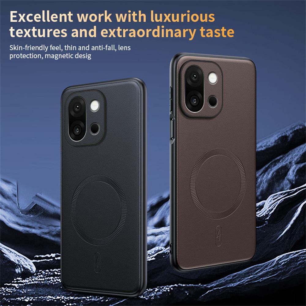 For OnePlus 15 5G Magnetic Case Leather Coated TPU + PC Phone Cover