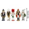 5Pcs Mini Wooden Nutcracker Ornament Walnut Band Soldier Figure Figurines Home Office Desktop Decoration Christmas Decorations
