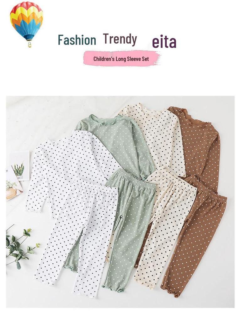 Girls' Polka Dot Summer Pajama Set - Light, Stylish Two-Piece for Home or Air-Conditioned Wear