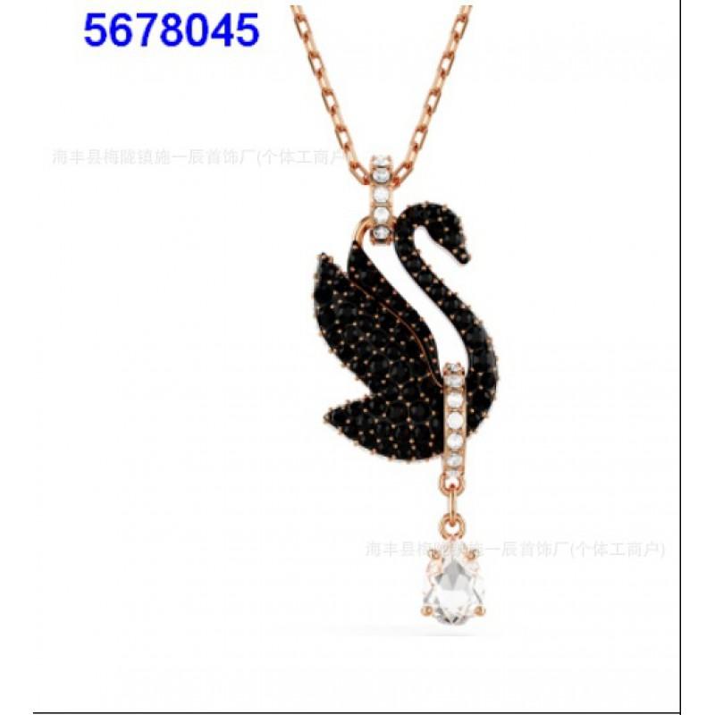 Womens Gradient Blue Swan Necklace Classic Clavicle Chain Fashion Jewelry