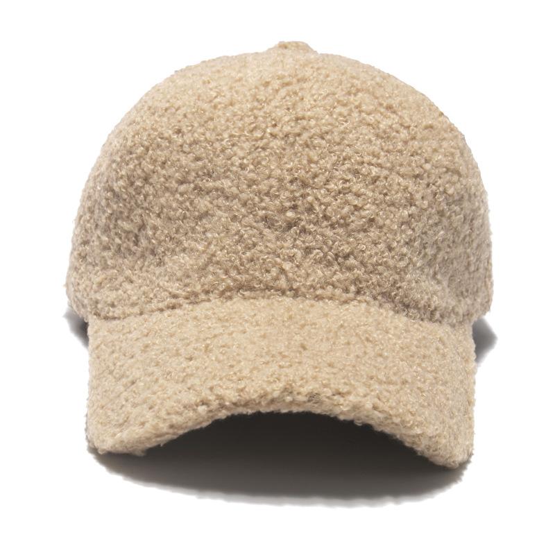 New Lamb Fur Hats Female Autumn Winter Korean Version Solid Color Warm Cap Plush Baseball Caps Winter Baseball Cap Women'S Cap