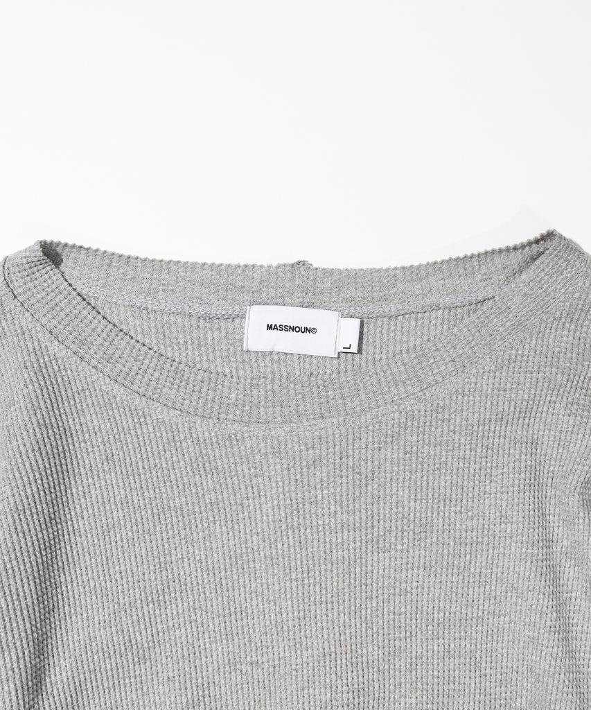 Mass Known Waffle Cut Divide Boat Neck Long Sleeve Mssls002-Gy