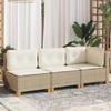 VidaXL Canapé de jardin avec coussins 3 places beige résine tressée, canapé d'extérieur, siège de jardin, canapé de jardin 365922