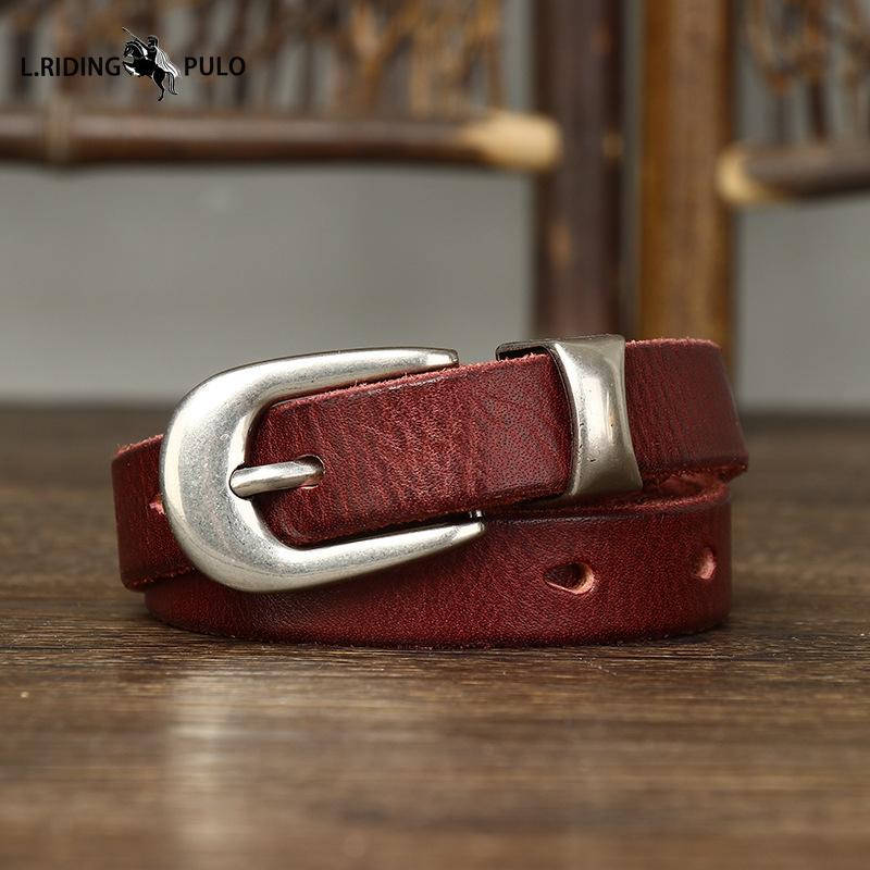 Genuine Leather Belt for Women with Pin Buckle Korean Style Trendy All-match Personality Retro Pure Cowhide Pants Belt Waist Belt