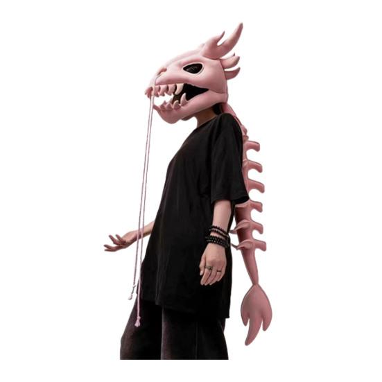 Chinese Loong Skeleton Headgear 3D Dragon Bone Head Costume Prop Halloween Cosplay Party Stage Performance Plush Head