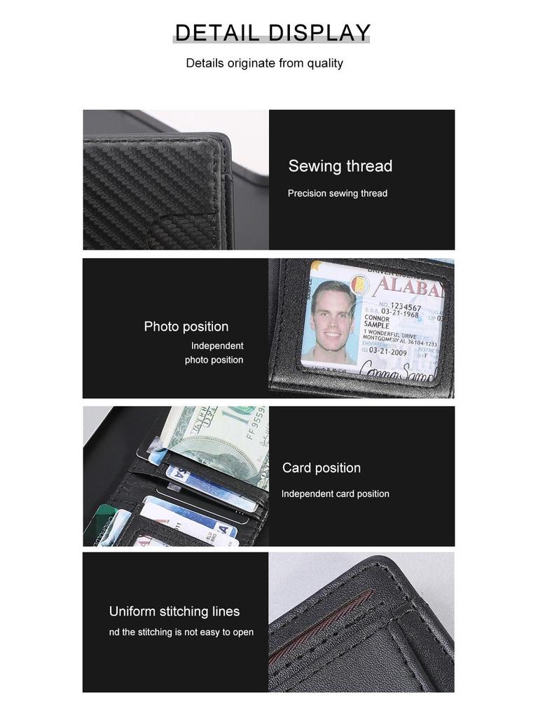 Minimalist RFID Anti-Theft Carbon Fiber Card Holder and Money Clip Wallet