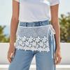 Vintage Crochet Flower Butt Curtain Embroidered Waistband Shoulders Fake Collar  Women