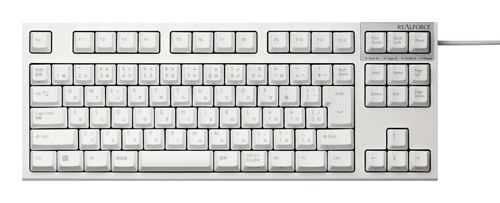 REALFORCE R3S Keyboard Standard Switch Wired Tenkeyless 45g Japanese Layout White R3SC41