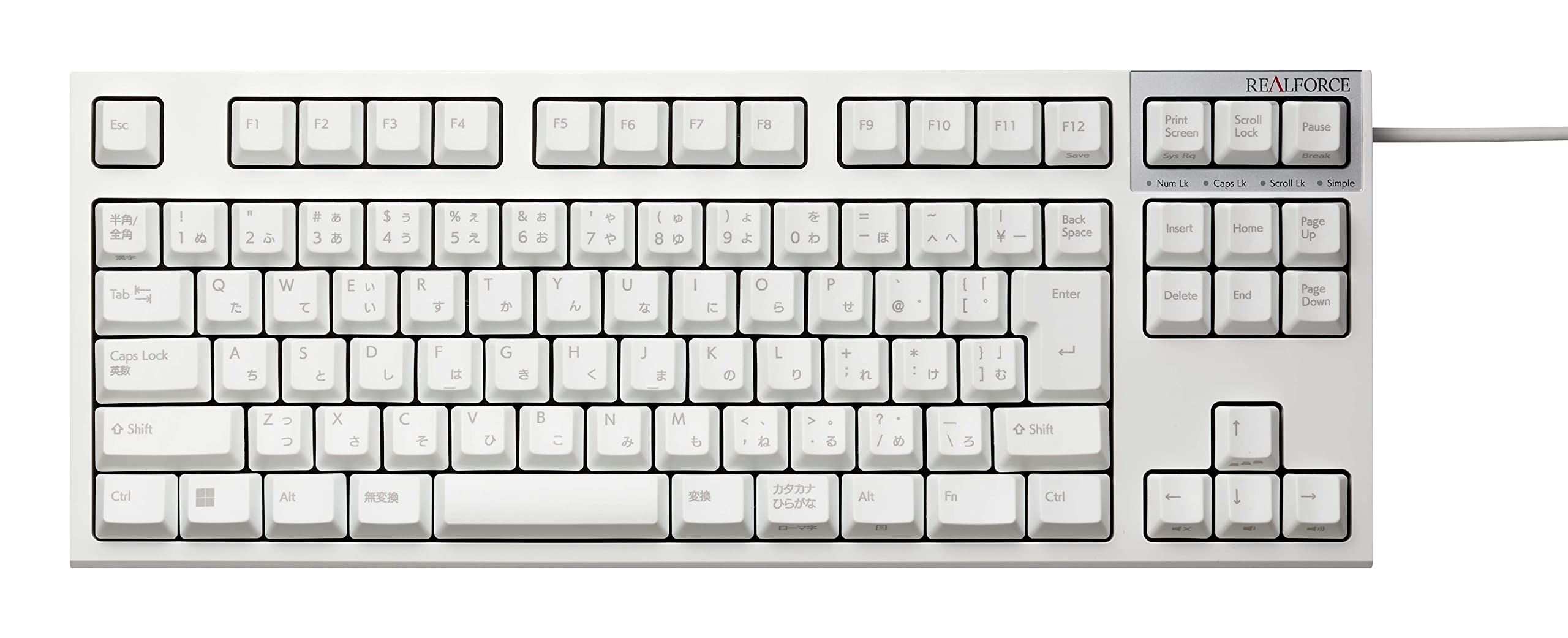 

REALFORCE R3S Keyboard Standard Switch Wired Tenkeyless 45g Japanese Layout White R3SC41