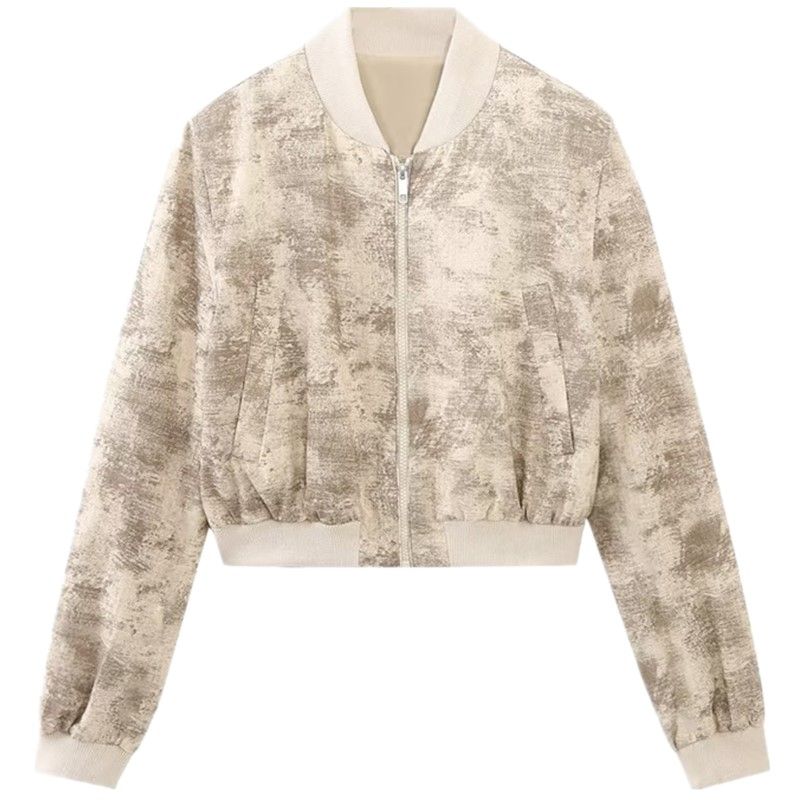 

Fashion Spring Print Short Outwear Bomber Jacket As shown in the figure L