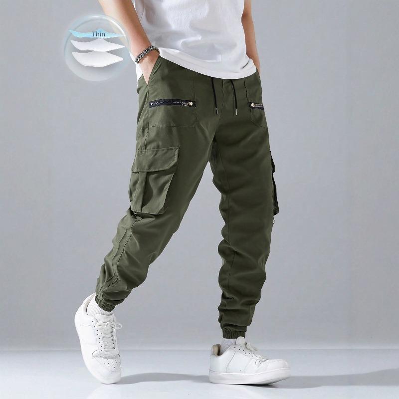 Autumn New Tied Tote Overalls Men's Trend Versatile Outdoor Multi-bag Pants Men's Summer Thin Casual Sweatpants