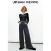 UR Women's Straight Washed Denim Jeans with Belt Detail