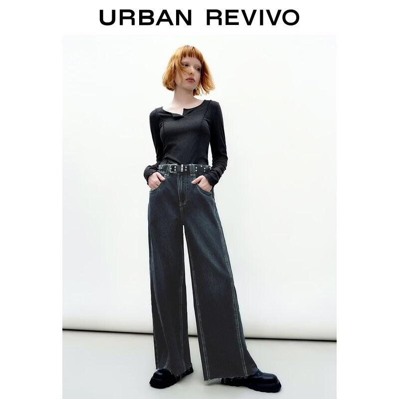 UR Women s Straight Washed Denim Jeans with Belt Detail 25