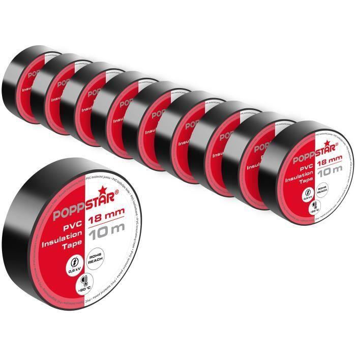 Bande isolante - POPPSTAR - 10m - PVC - Noir - 18mm de large