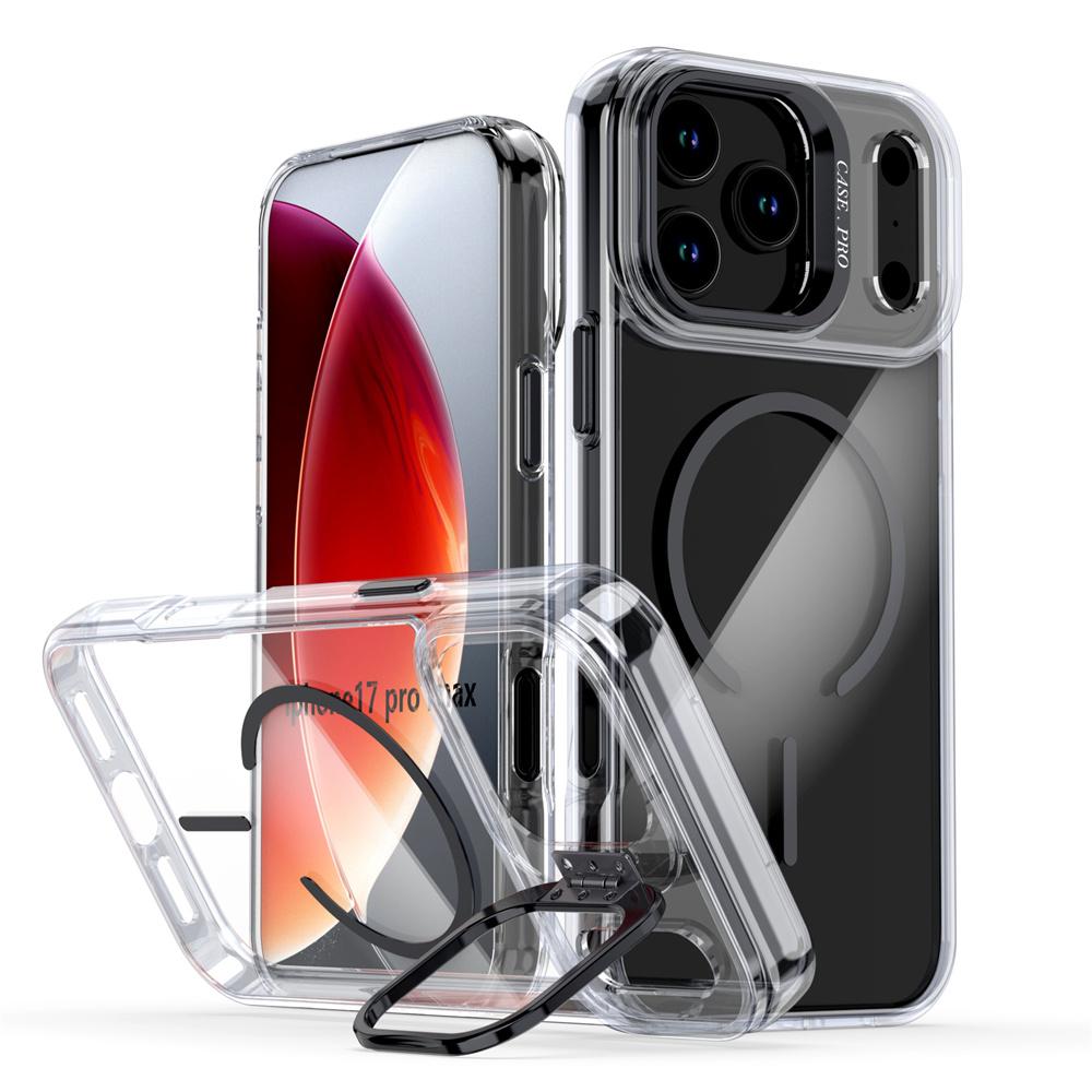 Original For Magsafe Invisible Lens Stand Holder Phone Case For iPhone 17 Pro Max Air 14 15 16 Plus 13 12 11 Clear Acrylic Cover